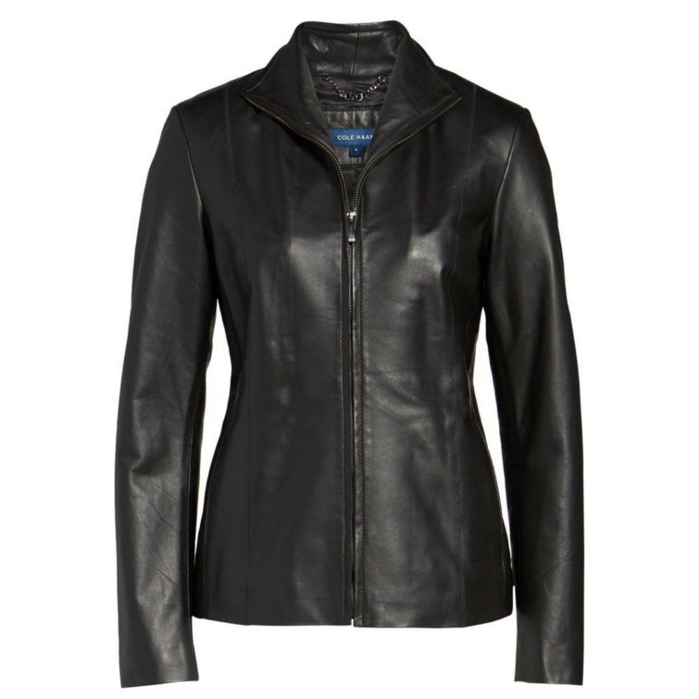 Cole Haan Leather Scuba Jacket - Picture 2 of 14